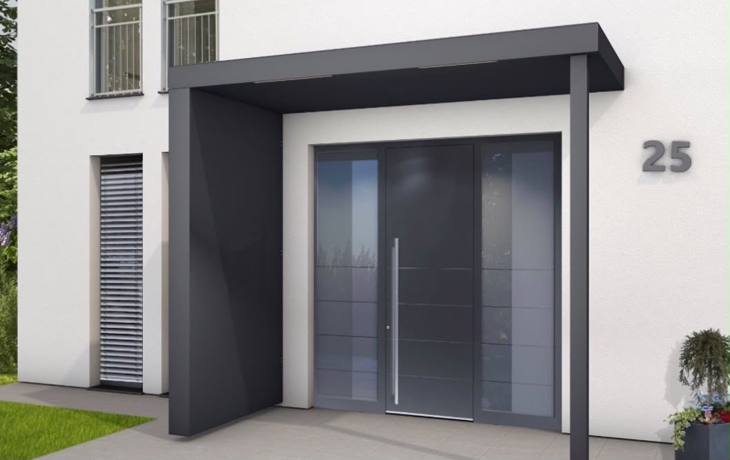 Großes Eingangsvordach aus Aluminium – eigenes Projekt